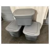 3 Sterilite Gray Storage Totes