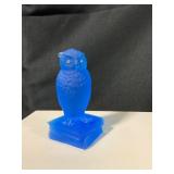 Vintage 1970 Westmoreland Blue Glass Owl