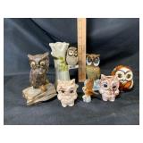 Ceramic and Resin Owl Figurines
