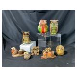 Owl Figurines in Mixed Materials