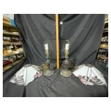 Metal Table Lamps with Stained Glass Shades