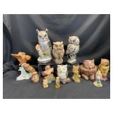 Owl Figurines in Mixed Materials