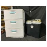Plastic Storage Drawers and Paper Shredder