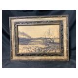 Framed Rural Landscape Drawing
