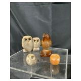 Five Carved Stone Owl Figures