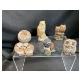 Six Small Owl Figurines