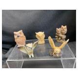 Five Owl Figurines