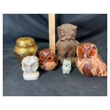 Owl Figurines in Various Materials