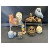 Owl Figurines in Mixed Materials