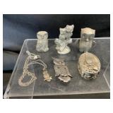 Pewter Owl Figurines and Jewelry