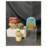 Four Decorative Owl Figurines