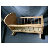 Vintage Wooden rocking Doll Cradle