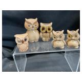 Five Ceramic Owl Figurines