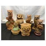 Seven Owl Figurines