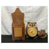 Wooden Owl Plaque and Owl Clock