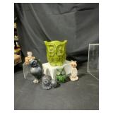 Six Ceramic and Stone Owl Figures
