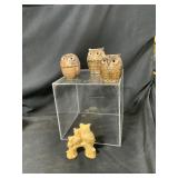 Five Ceramic and Resin Owl Figurines