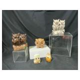 Five Ceramic Owl Figurines