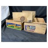 3 Vintage Wooden Produce Crates