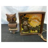 Spartus Owl-Themed Table Clock and Owl Figurine