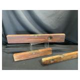 Vintage Wood and Brass Carpenter Levels