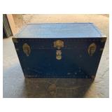 Vintage Metal Steamer Trunk with Brass Hardware