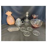 Glassware and Wood Tray