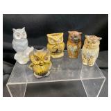 Ceramic Owl Figurines, 5 Pieces
