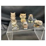 Six Owl Figurines