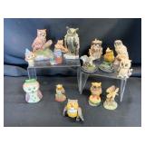 Owl Figurines in Mixed Materials
