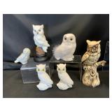 Six Decorative Owl Figurines
