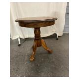 Round Oak Pedestal Table with Claw Feet