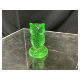 Vintage Green Uranium Glass Owl Figurine