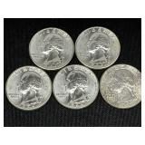 (5) 1964 Washington Quarters