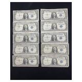 (10) 1957 Silver Certificates