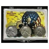 (3) 1943-P, D, & S WWII Pennies in Case
