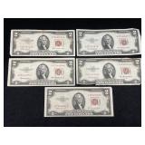 (5) 1953 $2 Bills