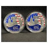 (2) U.S. 250th Anniversary Commem. Coins CASED