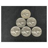 (6) 1936 Buffalo Nickels