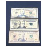 (3) Gold Bills - $50, $20, & $10
