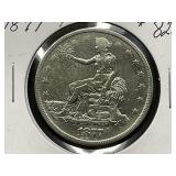 RARE 1877-P Trade Dollar *Used w/China*