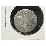 1858 Silver 3-Cent Coin Type II RARE
