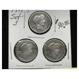 1914-P, D & S Set of 3 Barber Dimes