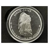1 Oz. Sioux Chief Silver Round CASED