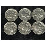 (6) 1935 Buffalo Nickles