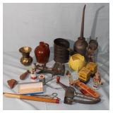 Antique Kitchen lot; oil can, sifter, grinder,