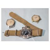 3 Vintage Watches; 17 jewel B.H. Baster Incabloc,