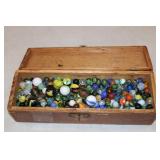 Antique Wooden Box w/ marbles