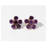 14kt Gold Pierced Post Earrings w/ Purple/Blue