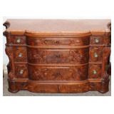 Antique 3 Drawer Marble Top Chest w/ hidden